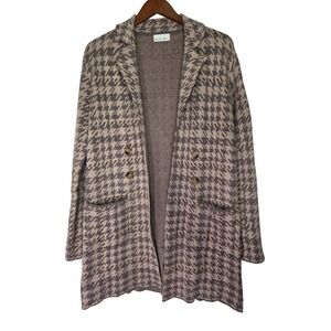 Bé cool Houndstooth Long Sleeve‎ Open Front Cardigan Blazer Knit size ML